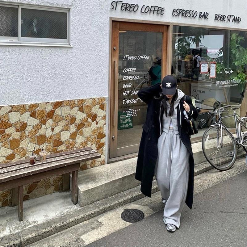 No.2 無二｜韓國🇰🇷加絨刷毛休閒連帽外套+刷毛寬褲 兩件套裝 兩件套 雙拉鍊 衛衣套裝 束口褲-細節圖4