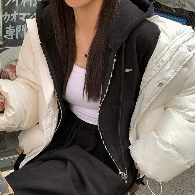 No.2 無二｜韓國🇰🇷加絨刷毛休閒連帽外套+刷毛寬褲 兩件套裝 兩件套 雙拉鍊 衛衣套裝 束口褲-細節圖7