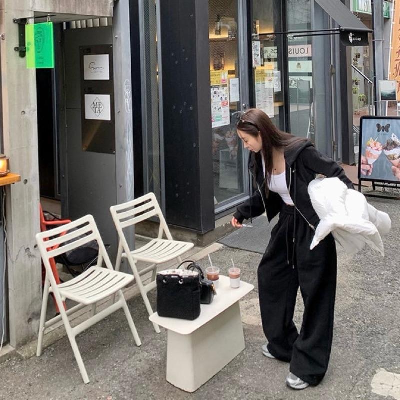 No.2 無二｜韓國🇰🇷加絨刷毛休閒連帽外套+刷毛寬褲 兩件套裝 兩件套 雙拉鍊 衛衣套裝 束口褲-細節圖8