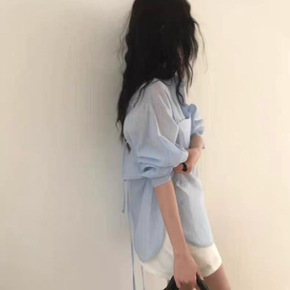 No.2 無二｜韓國🇰🇷真兩件條紋襯衫 微透膚防曬罩衫 防曬外套-細節圖4