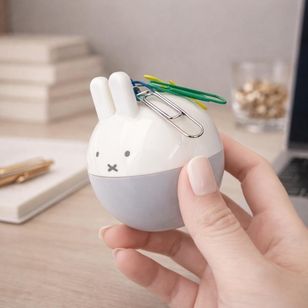 【飛魚愛日貨】 MIFFY米飛兔磁吸迴紋針收納盒｜辦公桌療癒小物-細節圖3