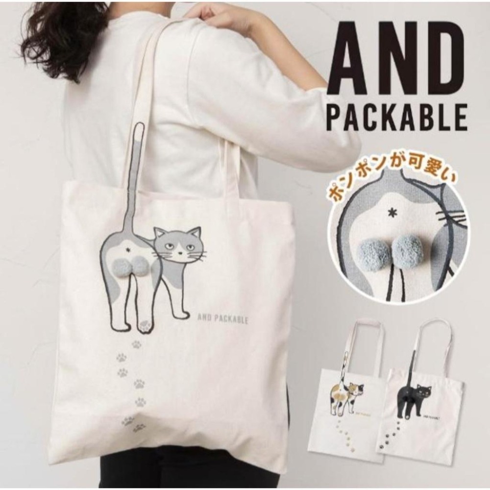 【飛魚愛日貨】巨蛋貓・貓咪毛球 A4 帆布包-細節圖3