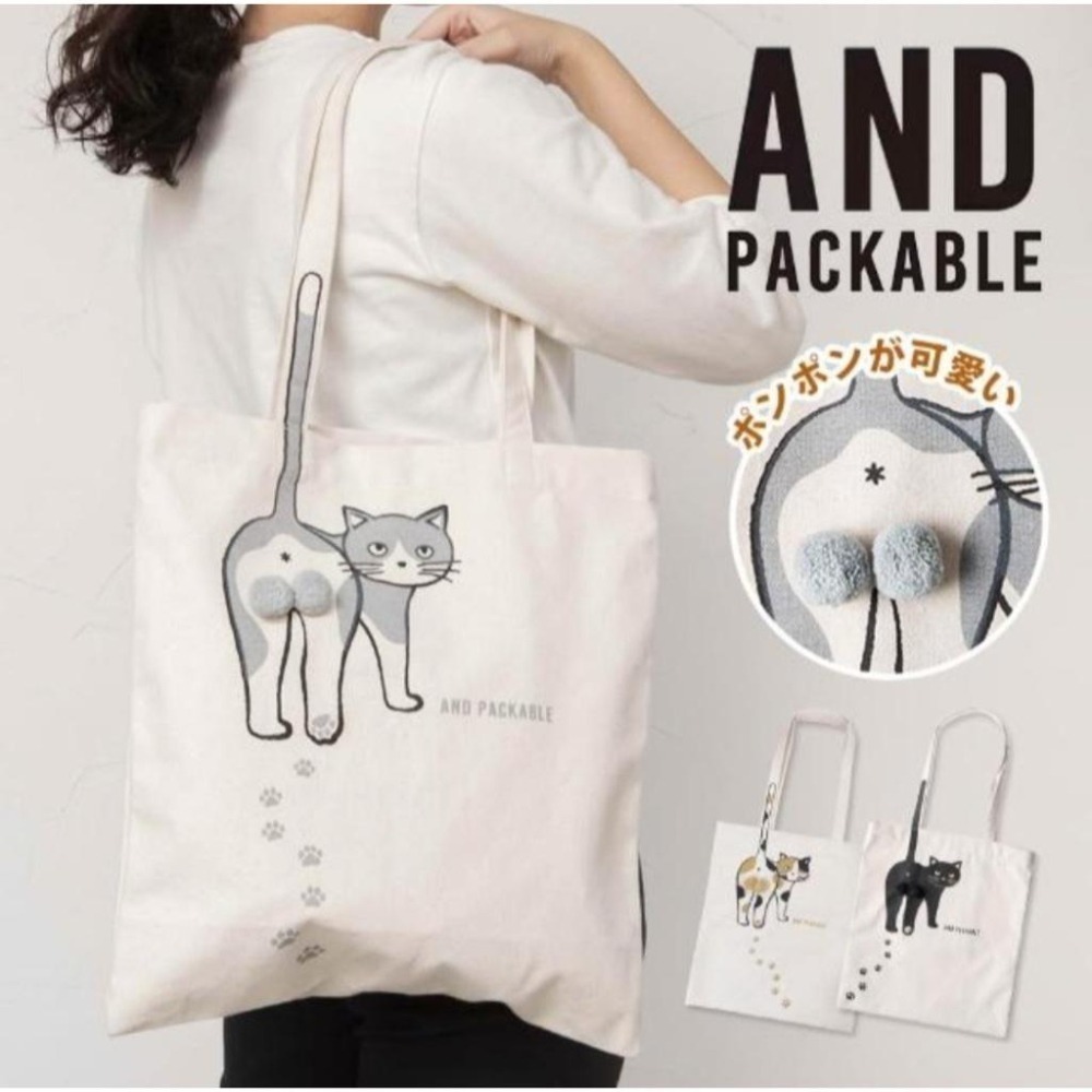 【飛魚愛日貨】巨蛋貓・貓咪毛球 A4 帆布包-細節圖3