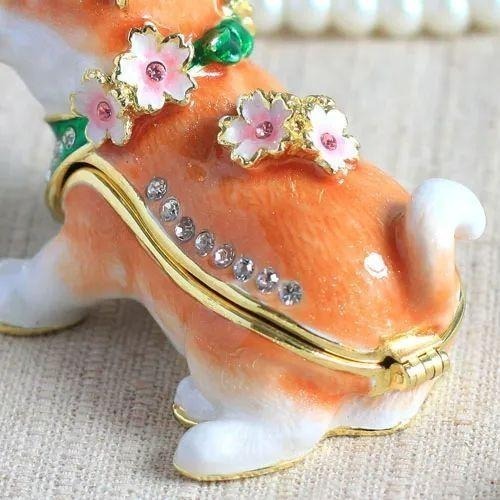 【飛魚愛日貨】櫻花柴犬琺瑯珠寶盒｜戒指收納小擺飾-細節圖3