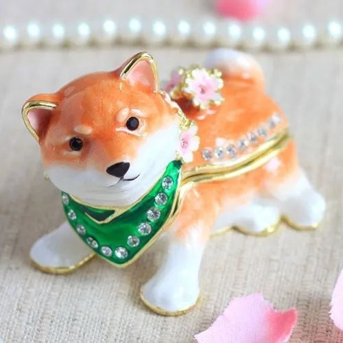 【飛魚愛日貨】櫻花柴犬琺瑯珠寶盒｜戒指收納小擺飾-規格圖5