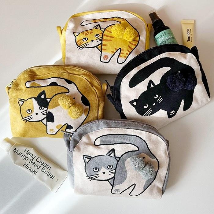 【飛魚愛日貨】蛋蛋貓系列化妝包 側背包 斜背包 單肩包-細節圖8