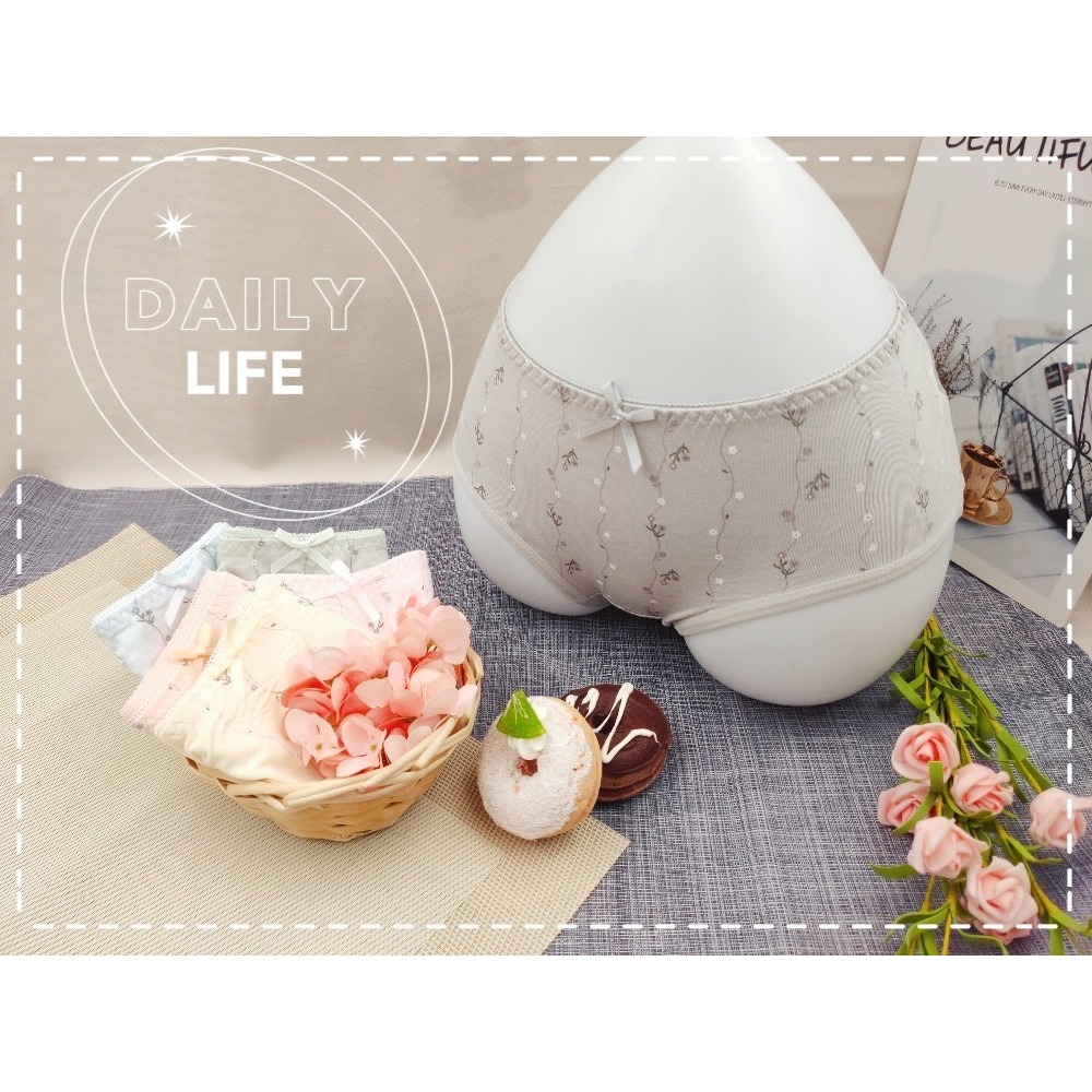 庭兒柑仔店🍊【54HL30】女生內褲 莫代爾 L-XL 中腰 內褲 日系內褲 花草文青風 咖啡紗 吸濕除臭 三角褲-細節圖6