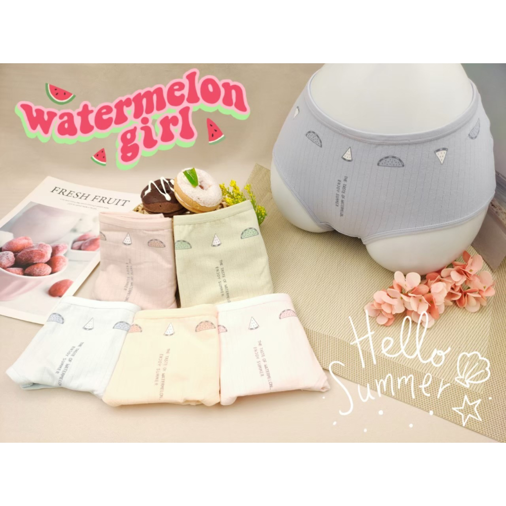 庭兒柑仔店🍊【59HL30】俏皮西瓜 內褲 可愛款 M-L 中腰內褲 咖啡紗 除臭吸濕 學生內褲 三角褲 女生內褲-細節圖4