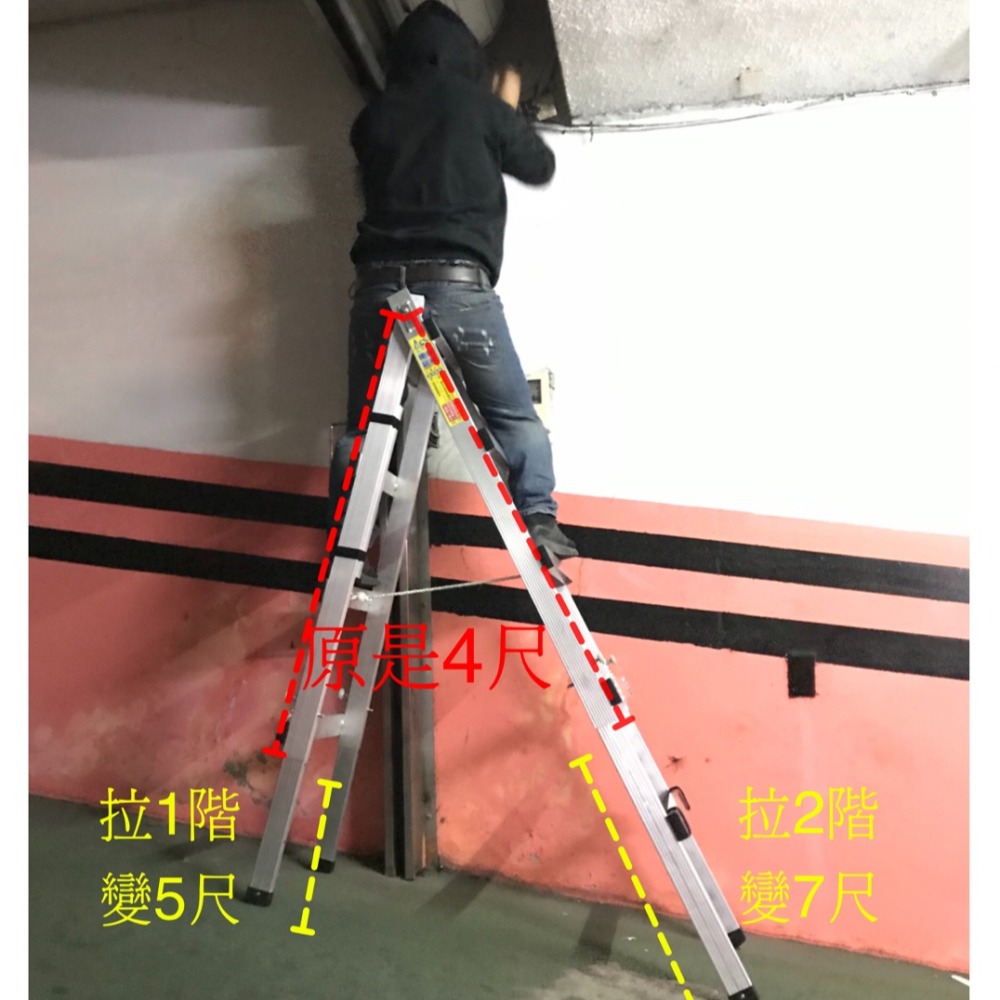 【潭子工具女戰神】LCS立可昇 伸縮鋁梯 工具梯 活動梯 螞蟻梯 多功能梯 台灣製造-細節圖3