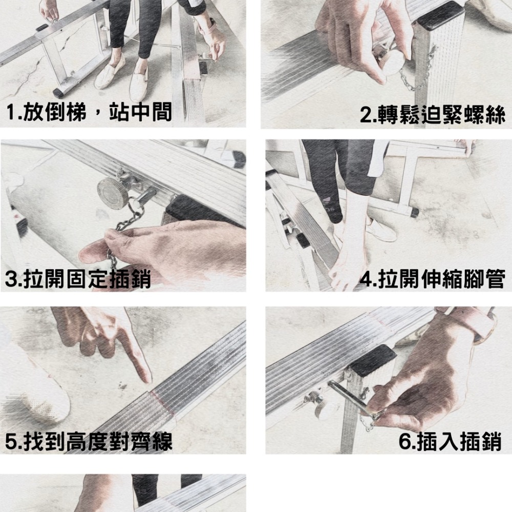 【潭子工具女戰神】LCS立可昇 伸縮鋁梯 工具梯 活動梯 螞蟻梯 多功能梯 台灣製造-細節圖4