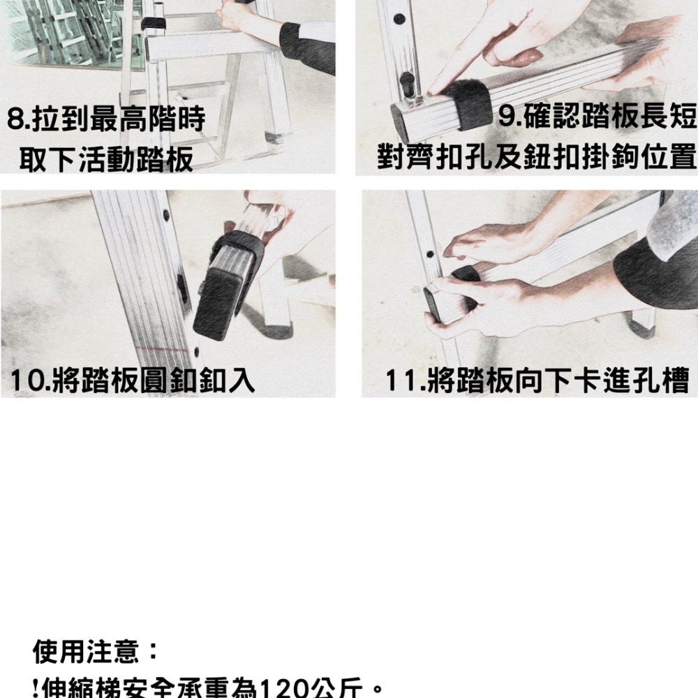 【潭子工具女戰神】LCS立可昇 伸縮鋁梯 工具梯 活動梯 螞蟻梯 多功能梯 台灣製造-細節圖5