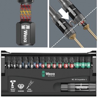 德國【WERA】黑金鋼鑽石十字 六角起子頭 30件組附快速接桿-細節圖2