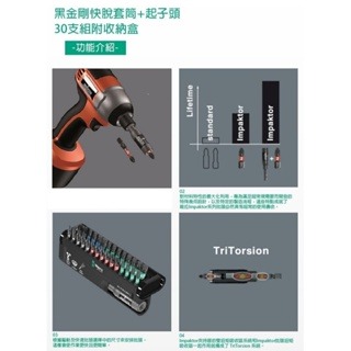 德國【WERA】黑金鋼鑽石十字 六角起子頭 30件組附快速接桿-細節圖3