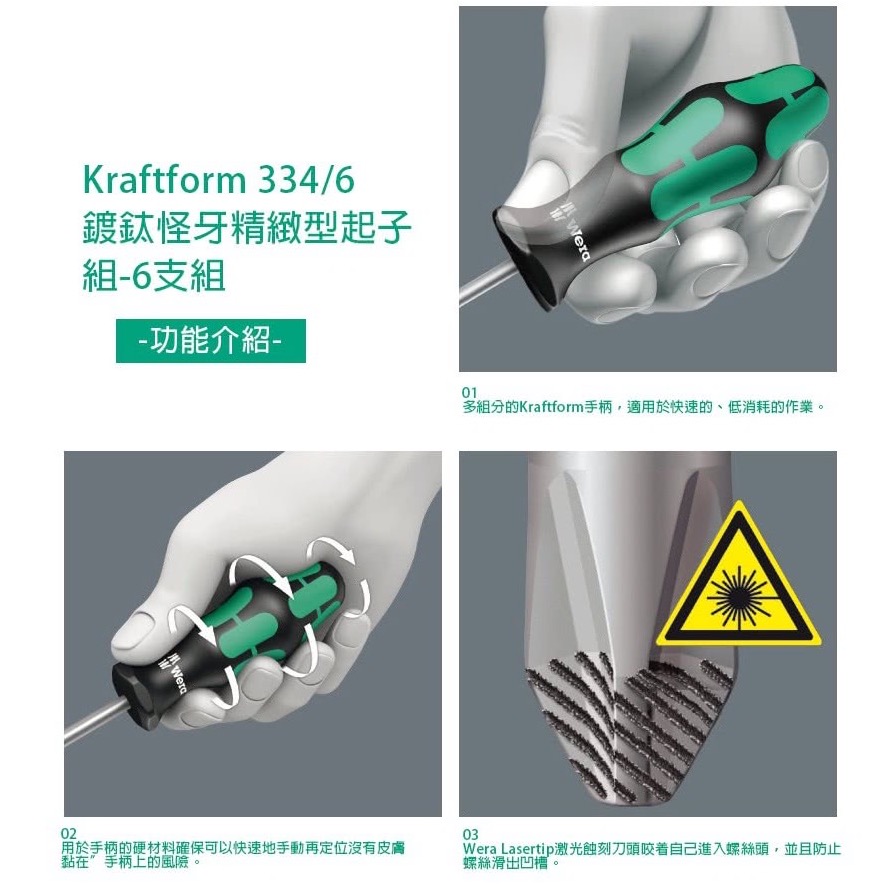 德國【WERA】鍍鈦怪牙起子 精緻型起子組 334/6 (6支組) 附掛式收納架-細節圖4
