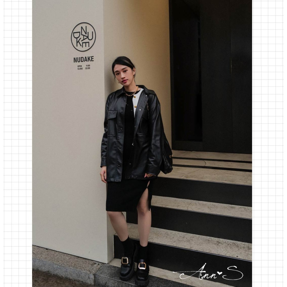 全新轉賣 Ann＇s 可調整魔鬼氈 金色大方扣顯瘦輕量厚底紳士鞋5cm 黑色 38號-細節圖2