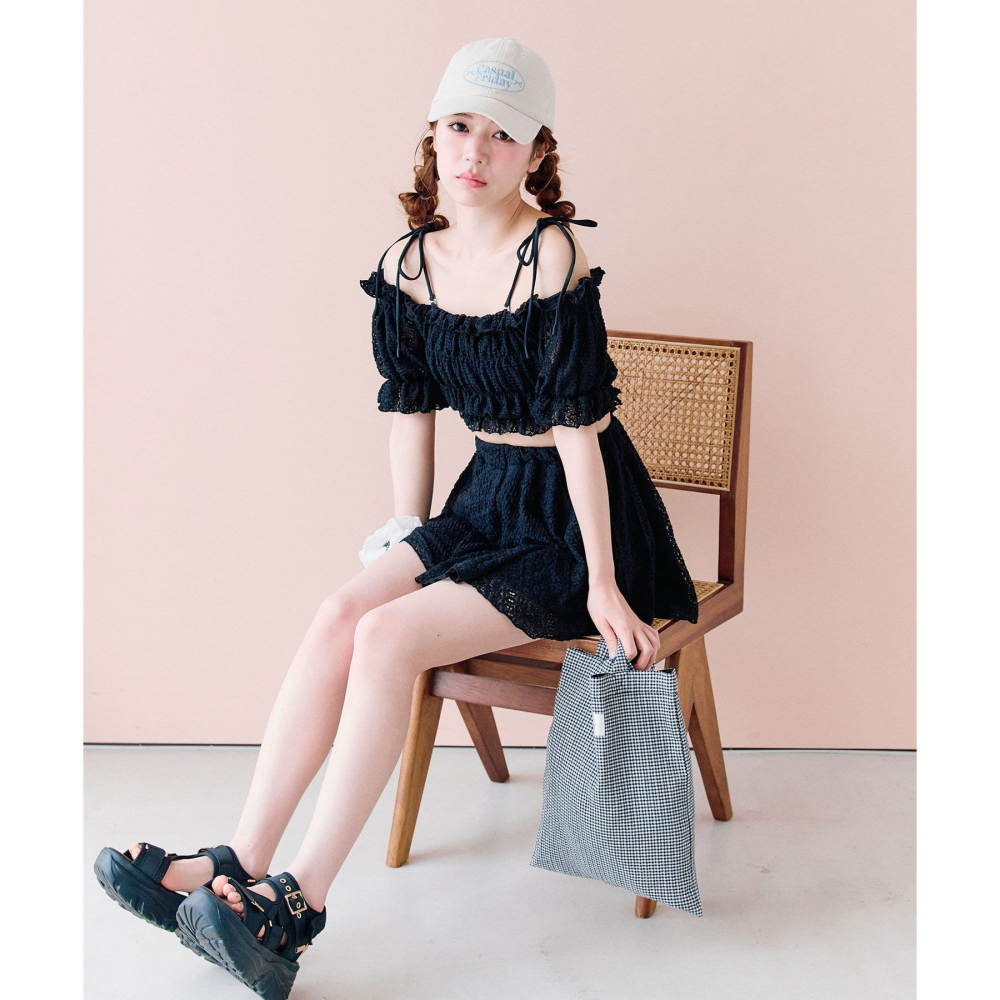 全新轉賣 日牌 olive des olive 蕾絲三件式泳裝-細節圖2