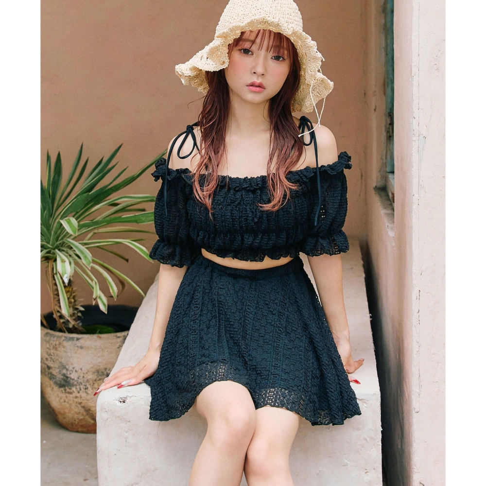 全新轉賣 日牌 olive des olive 蕾絲三件式泳裝-細節圖7