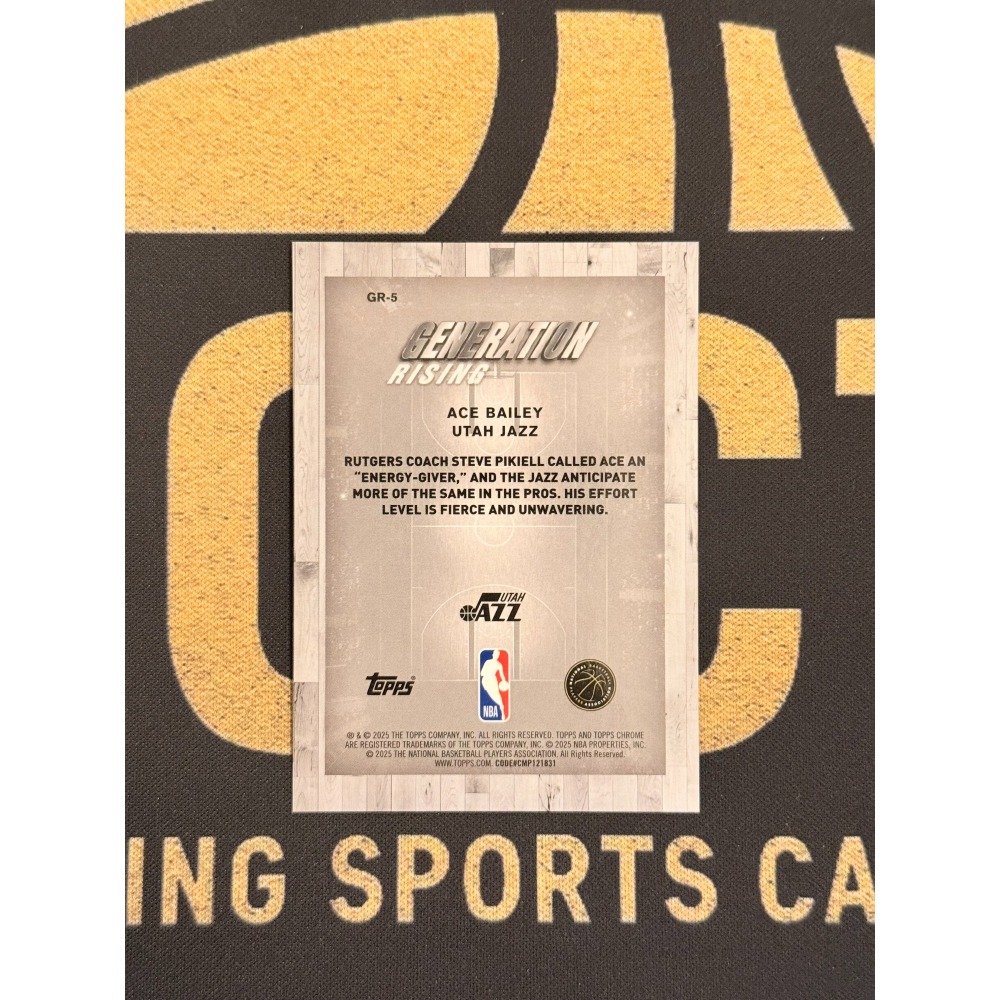 NBA Topps Ace Bailey 2025-26 Chrome Generation Rising /50-細節圖2