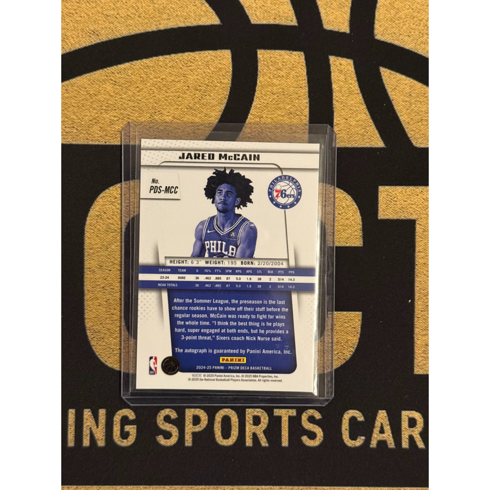 NBA Panini Jared Mccain 2024-25 Prizm Deca Auto RC-細節圖2