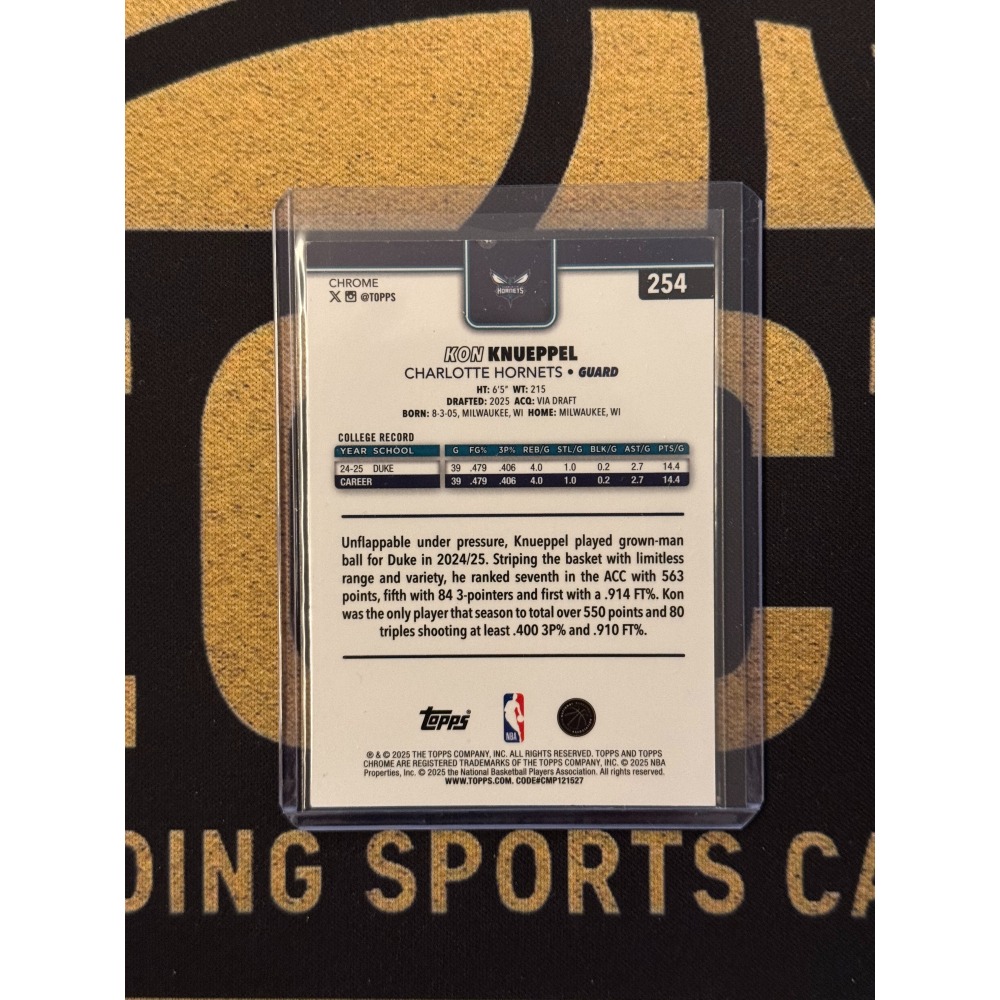 NBA Topps Kon Knueppel 2025-26 Chrom Base RC-細節圖2