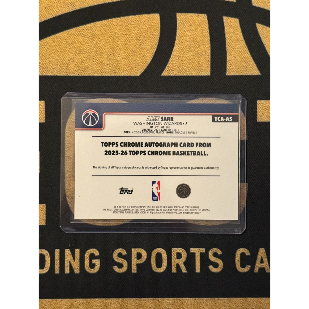 NBA Topps Alex Sarr 2025-26 Chrome Auto-細節圖2
