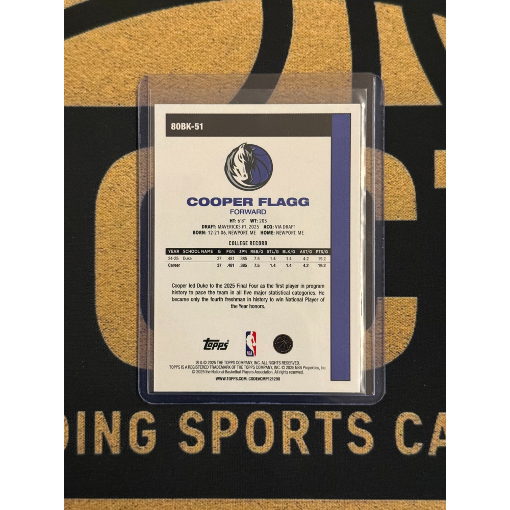 NBA Topps Cooper Flagg 2025-26 45th Anniversary RC 紫平行-細節圖2