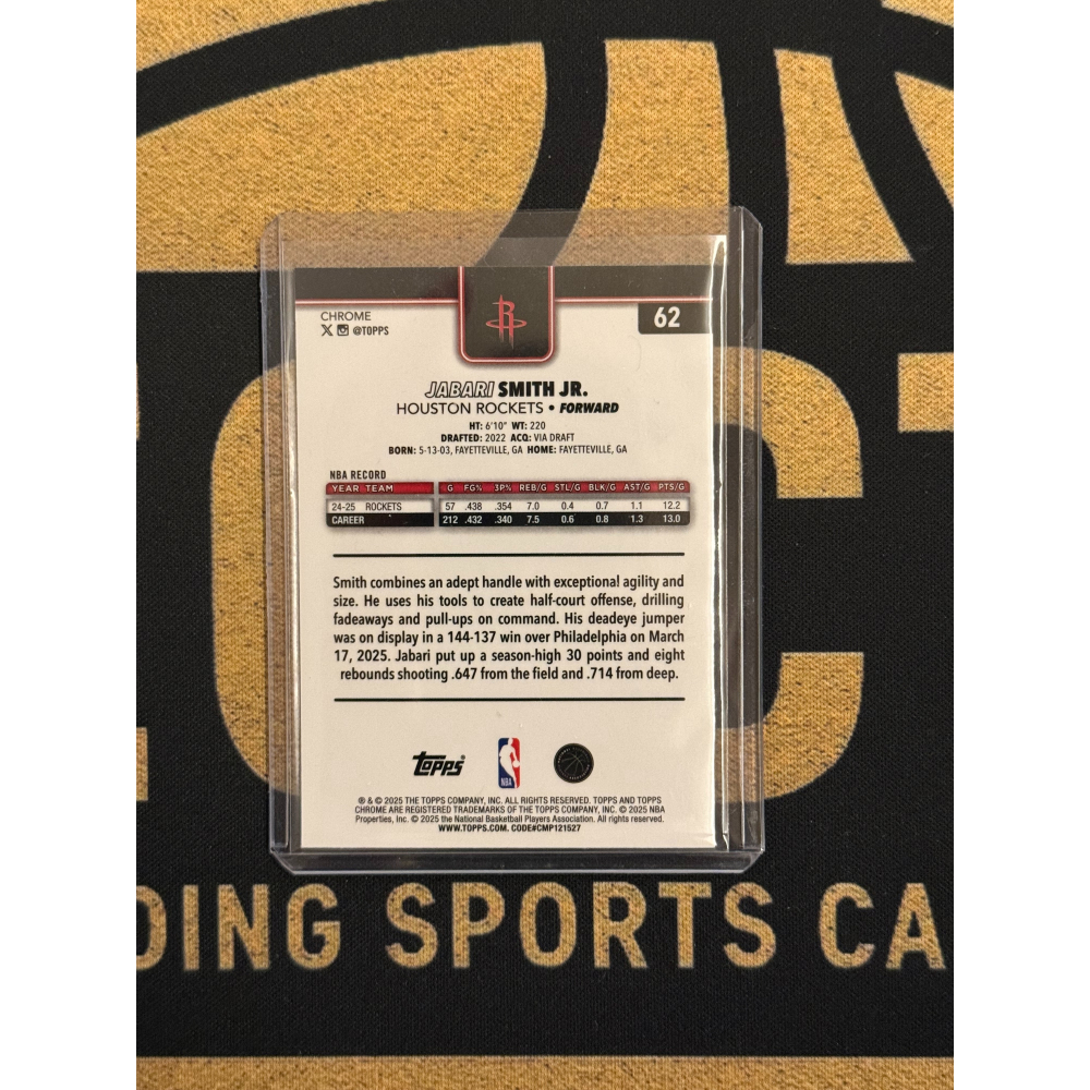 NBA Topps Jabari Smith Jr. 2025-26 Chrome Sapphire Base-細節圖2