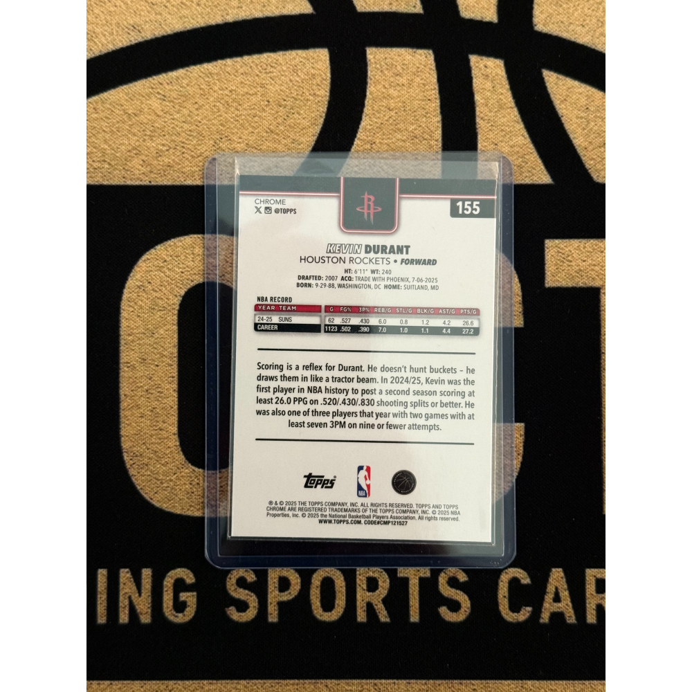 NBA Kevin Durant 2025-26 Topps Chrome Base 綠波紋 /99 代-細節圖2