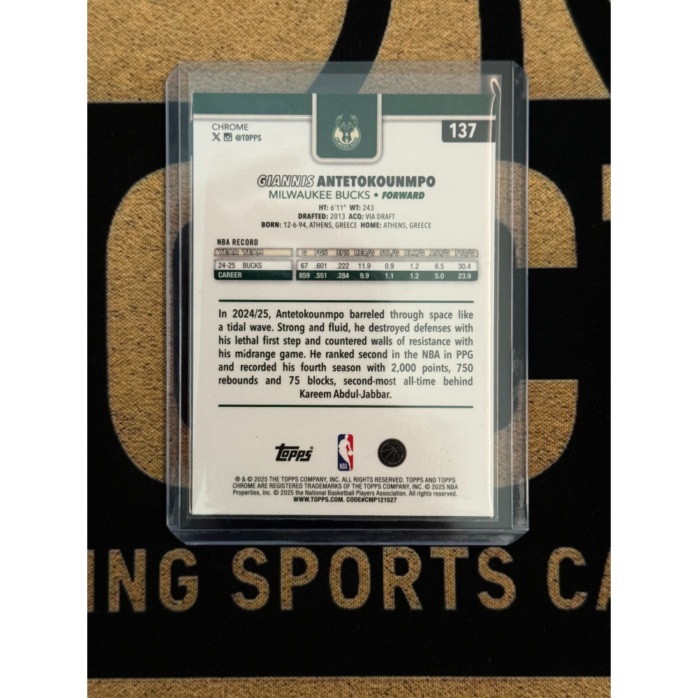 NBA Giannis Antetokounmpo 2025-26 Topps Chrome Base /399-細節圖2