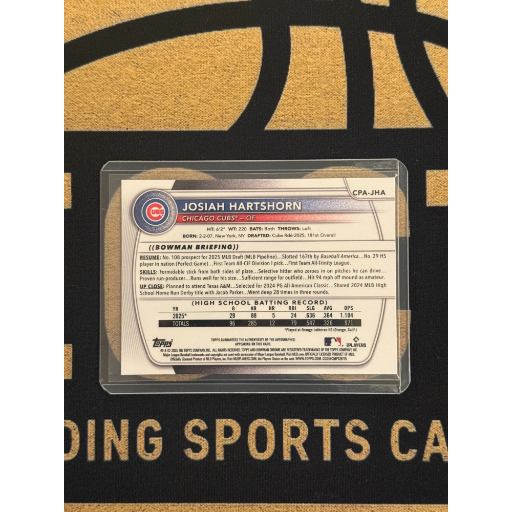 MLB Josiah Hartshorn Topps 2025 Bowman Chrome 1st Auto /75-細節圖2