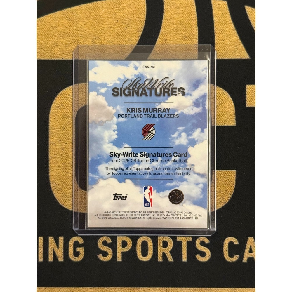 NBA Kris Murray Topps 2025-26 Chrom Sky Write Auto 民-細節圖2