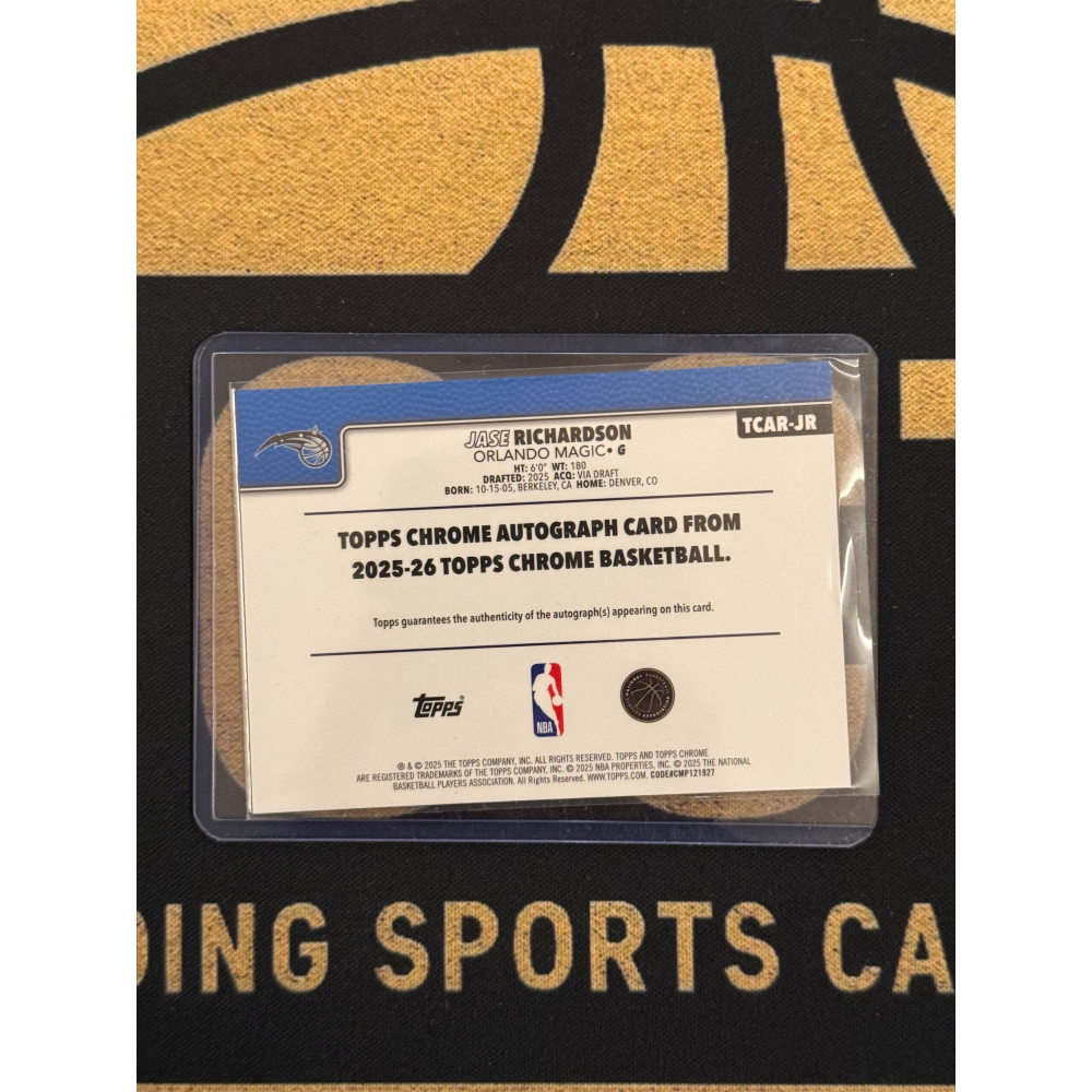 NBA Jase Richardson Topps Chrome 2025-26 Rookie Base Auto 代-細節圖2