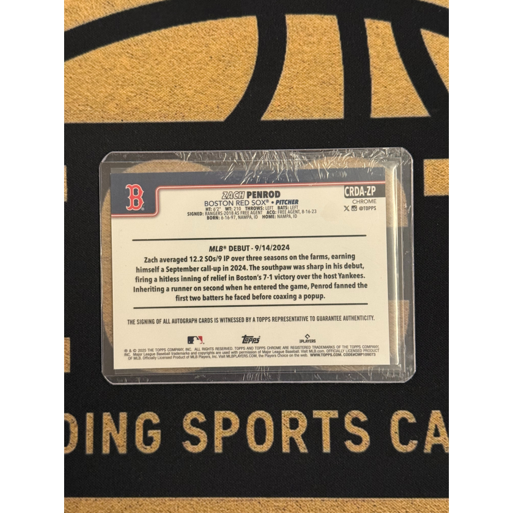 MLB Zach Penrod Topps Chrome 2025 Rookie Auto /199 游-細節圖2