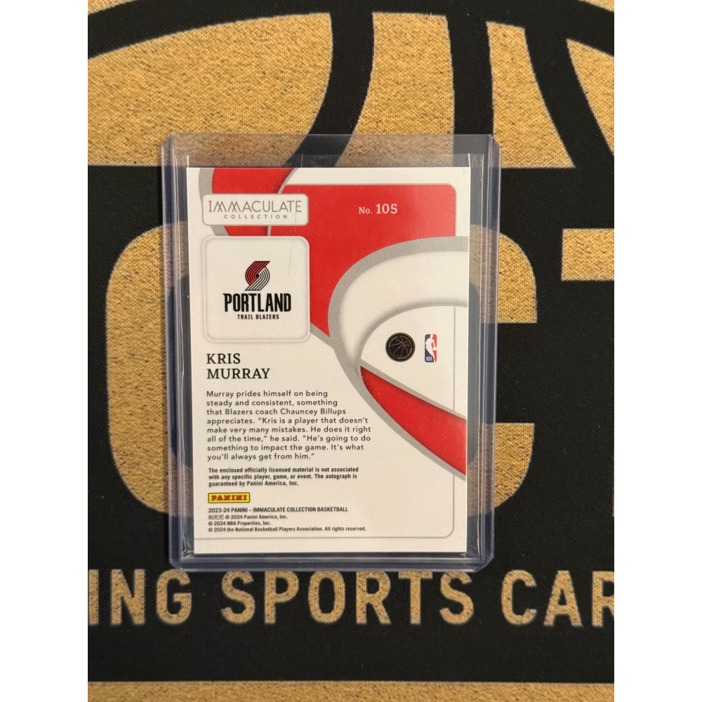 NBA 2023-24 Panini Immaculate Kris Murray RPA /99-細節圖2