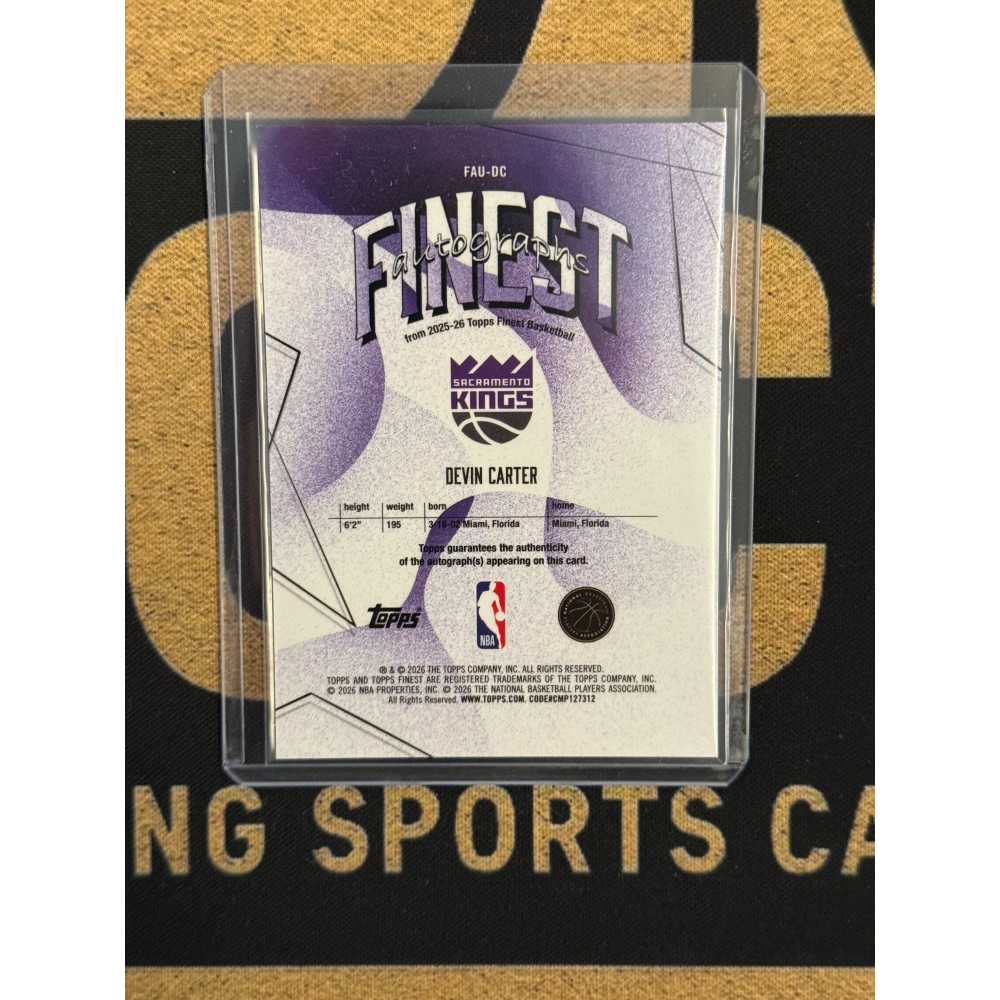 NBA 2025-26 Topps Finest Devin Carter Auto /10-細節圖2