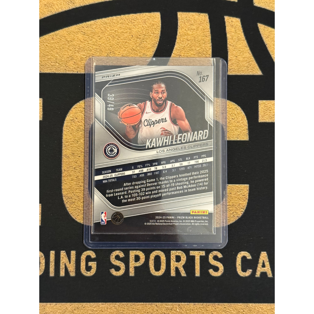 NBA 2024-25 Panini Prizm Black Kawhi Leonard Base 橘 /49 民-細節圖2