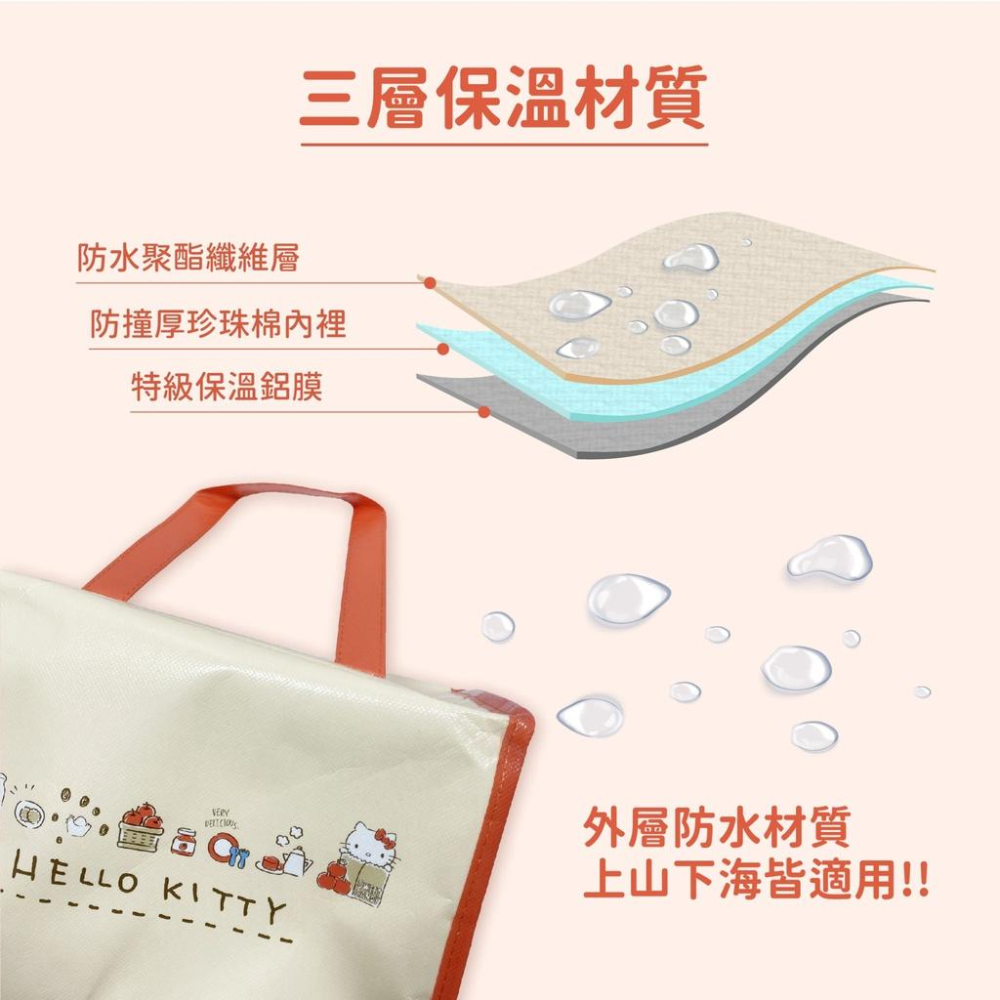 正版Kitty保溫保冷袋 輕便保溫提袋 加厚 三層防水保冷袋 防水保溫保冷便當袋 保冷袋 保溫袋 保冰袋 野餐袋 餐袋-細節圖6