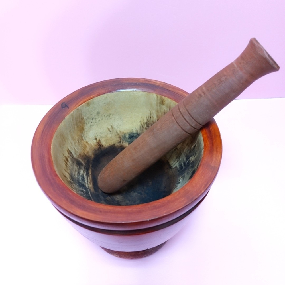 泰國進口傳統杵臼組 實木傳統杵臼 泰國臼 泰式杵臼 泰國涼拌青木瓜絲製作工具 泰國木臼 搗碎器 木瓜盆 搗中藥 搗麻糬-細節圖6