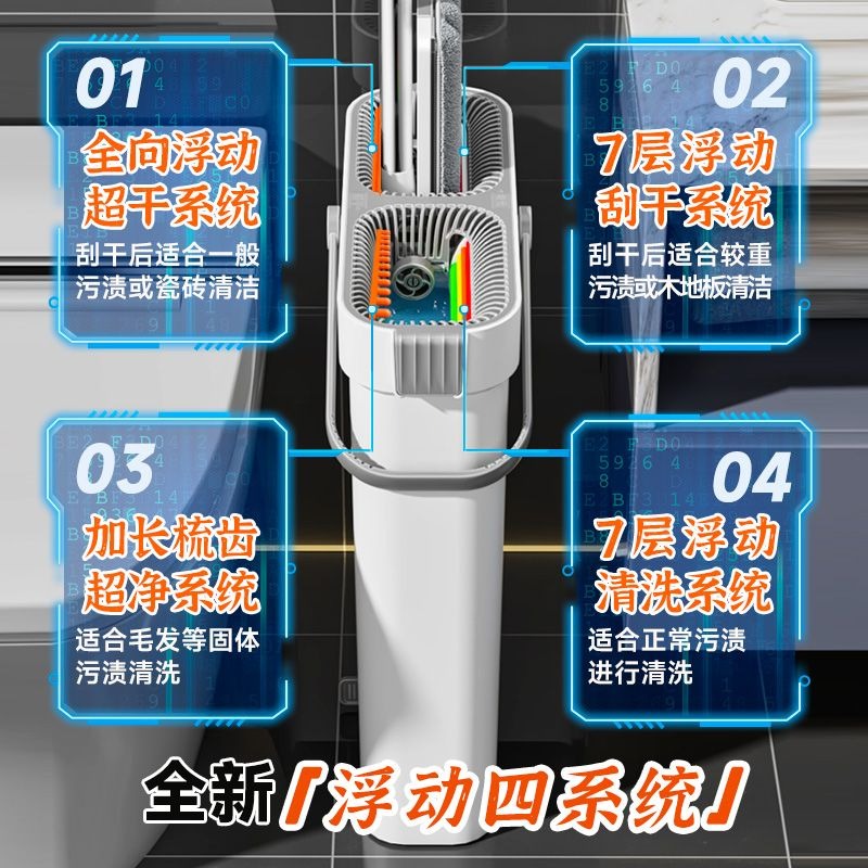 佳幫手拖把家用2023新款一拖淨拖布免手洗平板懶人墩布桶拖地神器-細節圖4