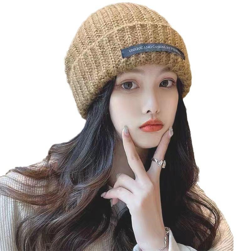 冬季保暖毛線帽 保暖寬鬆毛線帽 保暖帽 毛線帽 保暖針織毛帽 顯臉小厚款保暖帽 寬鬆護耳針織帽 顯臉小 大頭大臉皆可戴-細節圖2