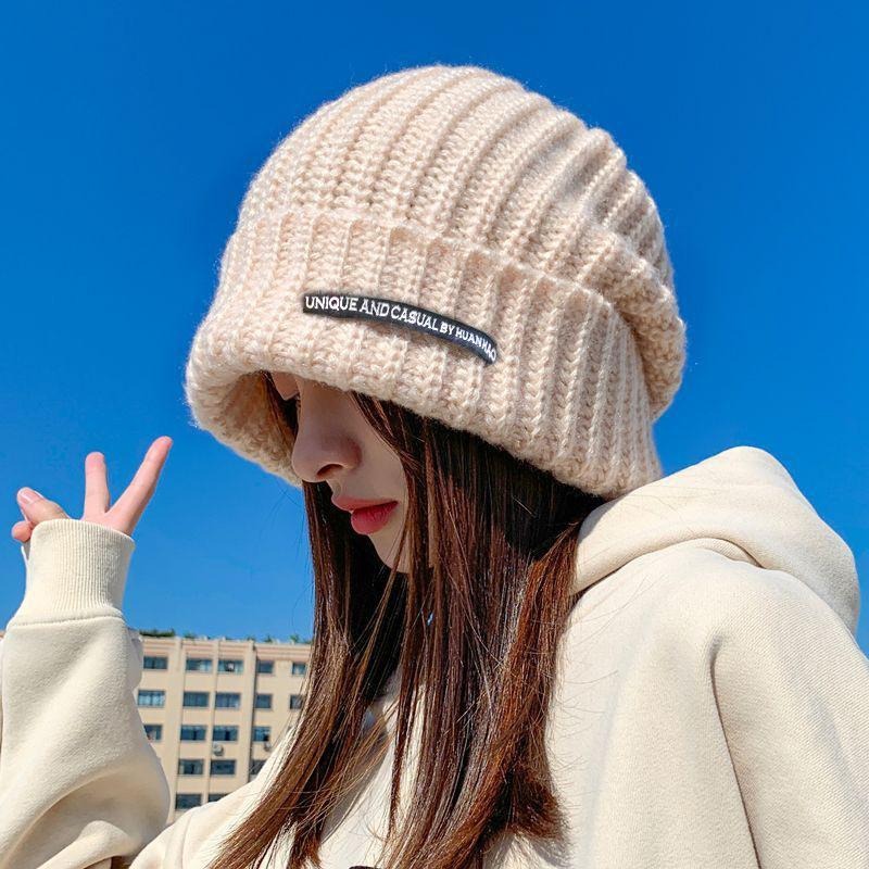 冬季保暖毛線帽 保暖寬鬆毛線帽 保暖帽 毛線帽 保暖針織毛帽 顯臉小厚款保暖帽 寬鬆護耳針織帽 顯臉小 大頭大臉皆可戴-細節圖6