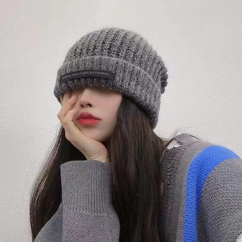 冬季保暖毛線帽 保暖寬鬆毛線帽 保暖帽 毛線帽 保暖針織毛帽 顯臉小厚款保暖帽 寬鬆護耳針織帽 顯臉小 大頭大臉皆可戴-細節圖9