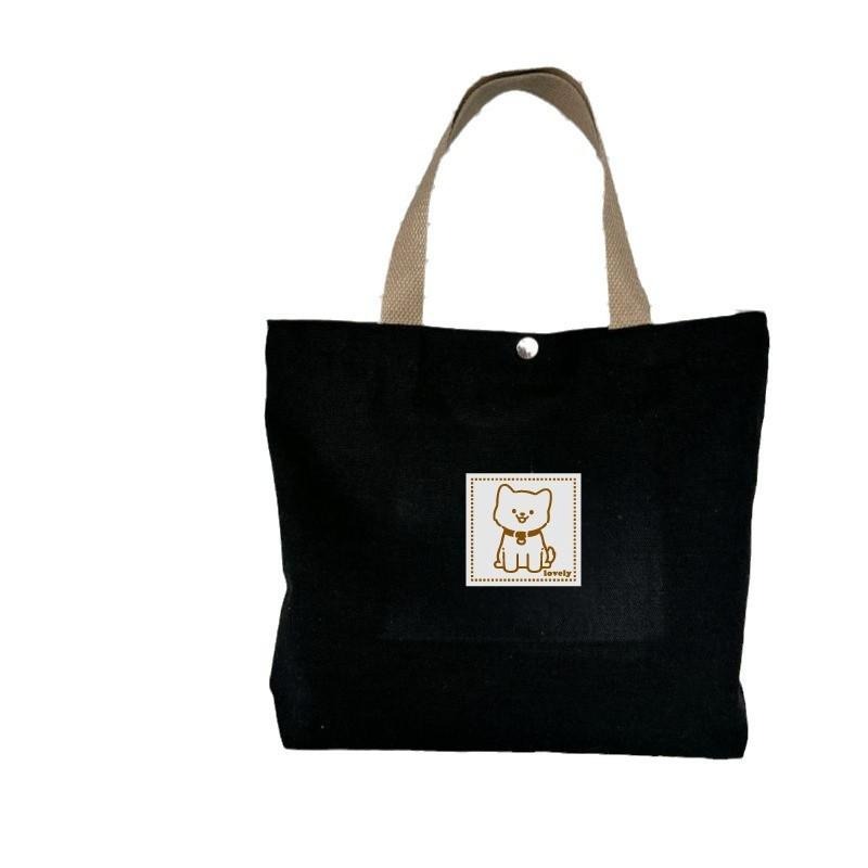 手提帆布袋 帆布袋 帆布包 購物袋 手提袋 便當袋 環保袋 小包包 微笑 單肩包 提袋 小包包 肩背包 台灣現貨-細節圖2