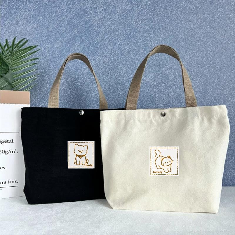 手提帆布袋 帆布袋 帆布包 購物袋 手提袋 便當袋 環保袋 小包包 微笑 單肩包 提袋 小包包 肩背包 台灣現貨-細節圖4