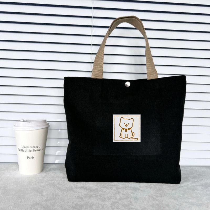 手提帆布袋 帆布袋 帆布包 購物袋 手提袋 便當袋 環保袋 小包包 微笑 單肩包 提袋 小包包 肩背包 台灣現貨-規格圖9