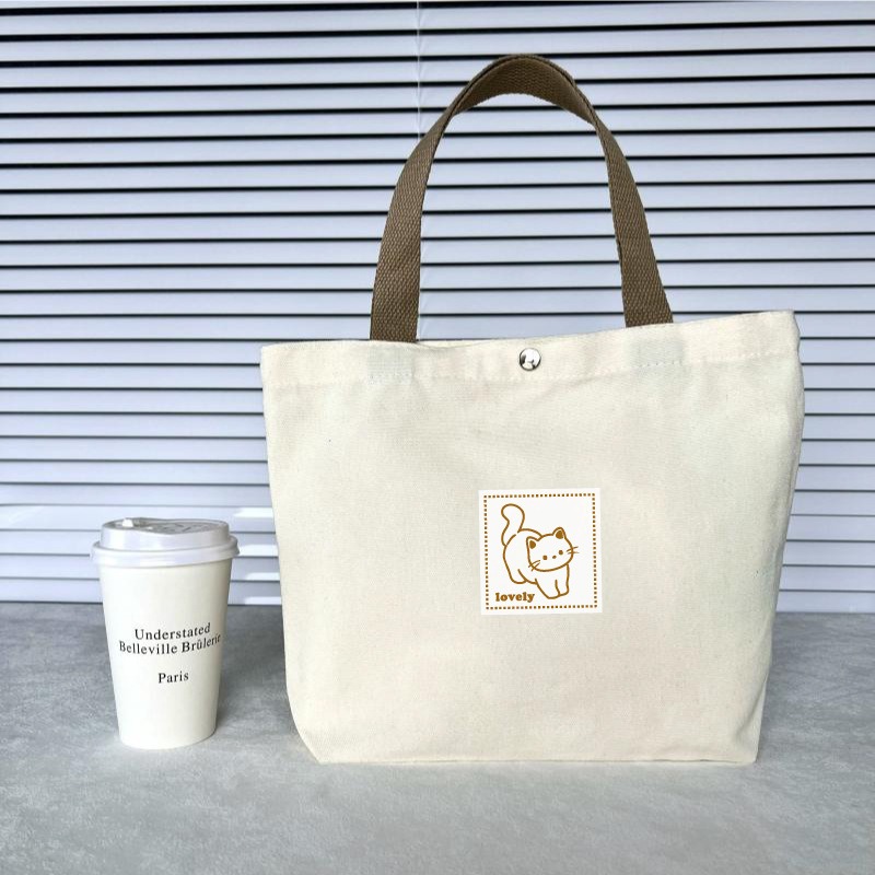 米色小貓 帆布袋(有扣)