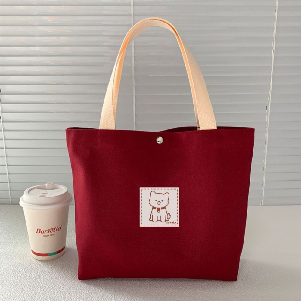 手提帆布袋 帆布袋 帆布包 購物袋 手提袋 便當袋 環保袋 小包包 微笑 單肩包 提袋 小包包 肩背包 台灣現貨-規格圖9