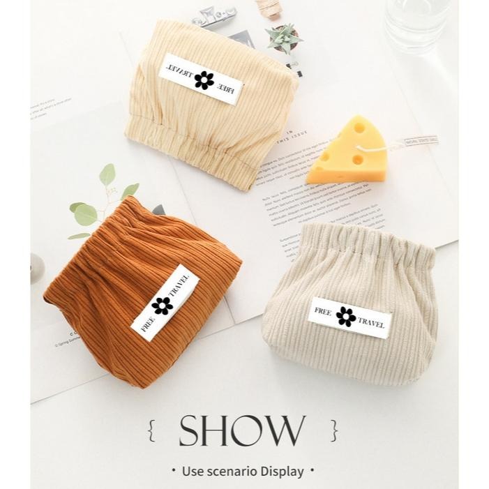 燈芯絨彈片收納包 耳機包 包包 彈片零錢包 彈片收納袋 衛生棉收納 彈片包  彈片化妝包 收納包 零錢包 台灣現貨-細節圖8