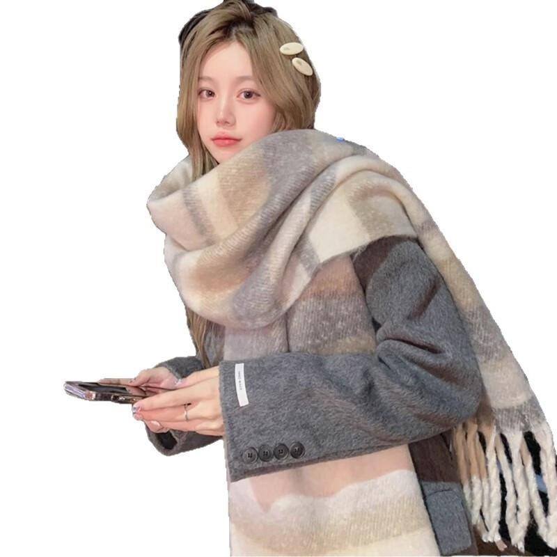 冬天圍巾保暖毛絨圍巾 保暖圍巾 披肩纯色毛絨圍巾 圍脖 保暖圍巾 披肩 圍巾 日韓系圍巾 防風圍巾 寒流 台灣現貨-細節圖2