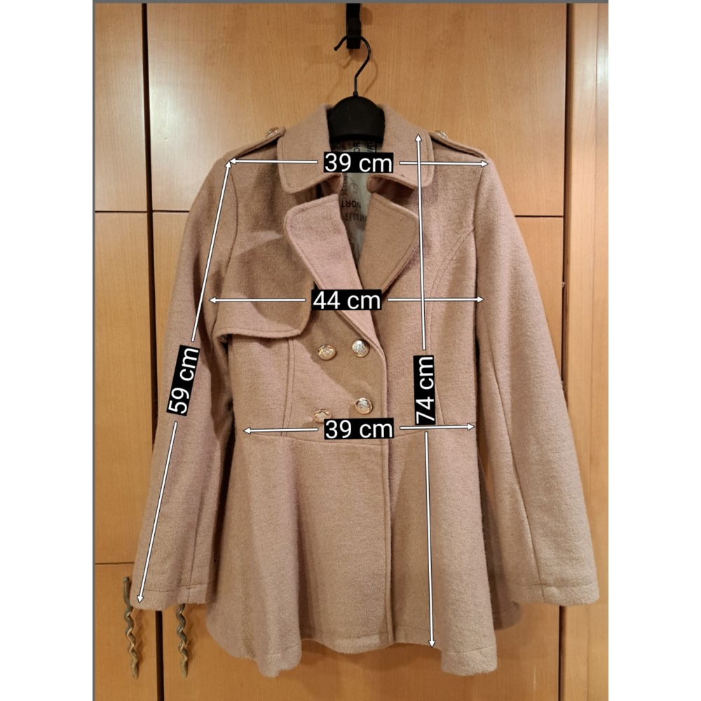 駝色雙排金釦傘狀大衣-細節圖5